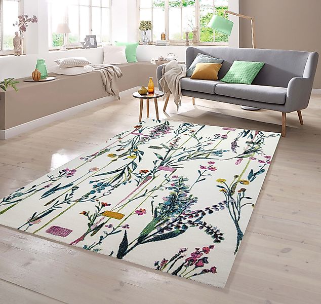TeppichHome24 Teppich Teppich Blumenwiese in creme günstig online kaufen