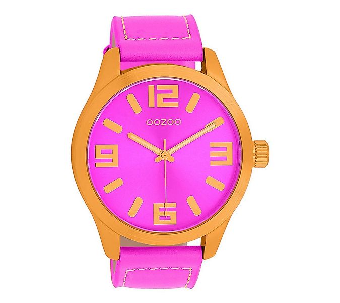 OOZOO Quarzuhr Armbanduhr C11650 – IP-oranges Gehäuse, pinkes Lederband, 46 günstig online kaufen