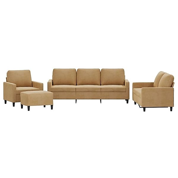 vidaXL 4-Tlg Sofagarnitur mit Kissen Braun Samt 3201493 günstig online kaufen