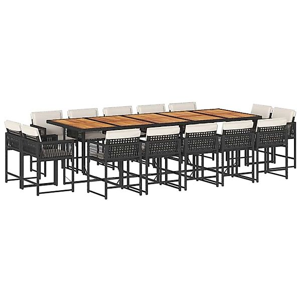 vidaXL 15-Tlg Garten-Essgruppe mit Kissen Schwarz Poly Rattan 3211599 günstig online kaufen