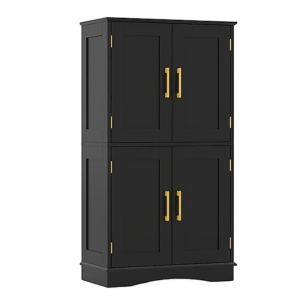 Costway Küchenschrank Aus Holz 4 Türen 2 Regalen 60 x 30 x 110 cm Schwarz günstig online kaufen