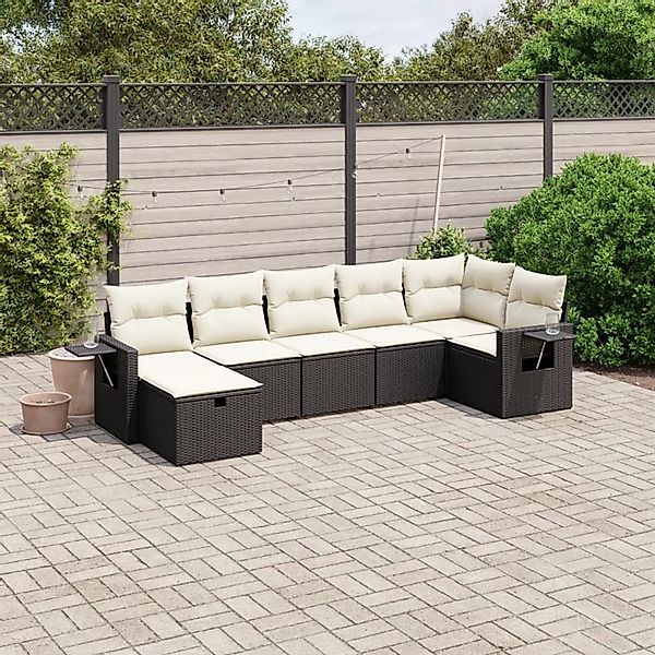 vidaXL 7-tlg Garten-Sofagarnitur mit Kissen Schwarz Poly Rattan Modell 204 günstig online kaufen