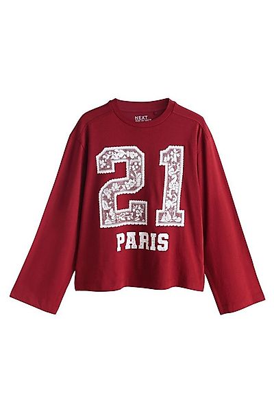 Next Langarmshirt Langarmshirt mit Spitze und Grafik, Paris (1-tlg) günstig online kaufen