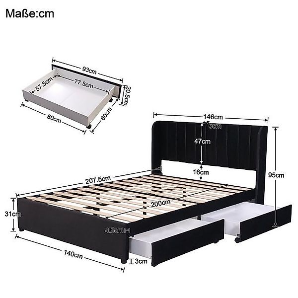 HAUSS SPOLE Polsterbett Doppelbett Polsterbett Funktionsbett Bettrahmen Hol günstig online kaufen