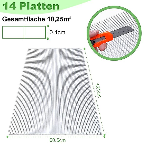 Clanmacy Doppelstegplatte 14 Stk.Gewächshaus Gewächshausplatten 4mm günstig online kaufen