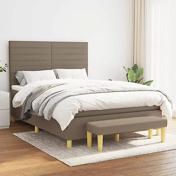 Vidaxl Boxspringbett Mit Matratze Taupe 140x200 Cm Stoff günstig online kaufen