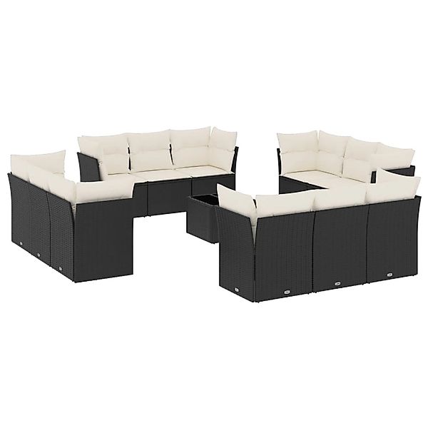 vidaXL 13-tlg Garten-Sofagarnitur mit Kissen Schwarz Poly Rattan Modell 15 günstig online kaufen