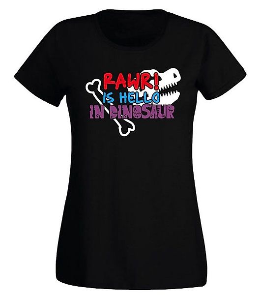 G-graphics T-Shirt Damen T-Shirt - RAWR is hello in dinosaur Slim-fit, mit günstig online kaufen