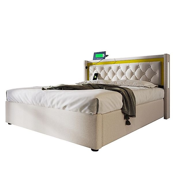 BlingBin Boxspringbett Stauraumbett Polsterbett (1-St., mit USB Typ C Ladef günstig online kaufen