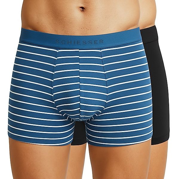 Schiesser 2-er Set Trunks Schwarz & Blau-Weiß gestreift günstig online kaufen