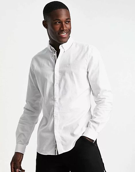River Island – Langärmliges Oxford-Hemd mit schmalem Schnitt in Weiß günstig online kaufen