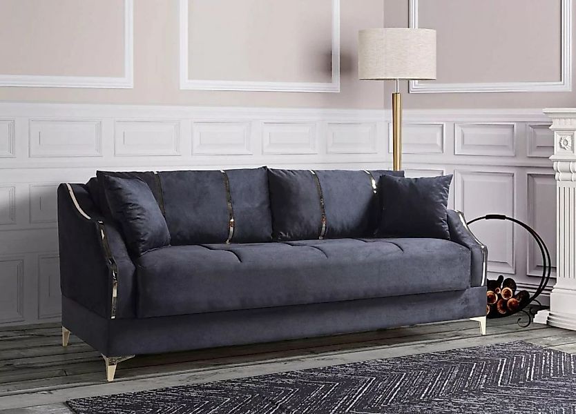 JVmoebel Sofa Luxus 3 Sitzer Sofa Wohnzimmer Möbel Elegant Sofa Textil Schw günstig online kaufen