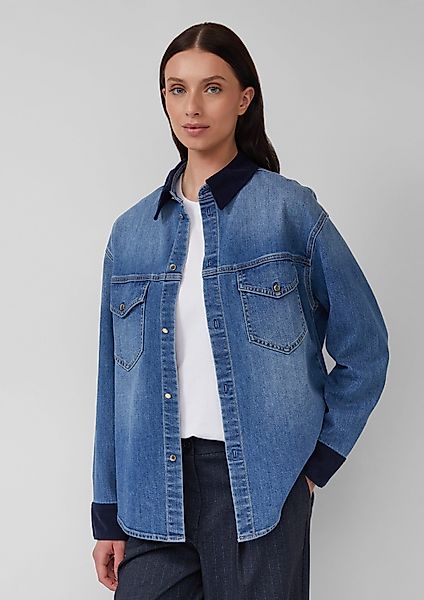 s.Oliver Langarmbluse Denim-Overshirt mit Cord-Details günstig online kaufen
