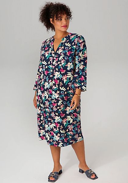 Aniston PLUS Sommerkleid, mit farbharmonischem, Blüten Druck günstig online kaufen