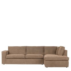 Ecksofa Hellbraun Rückenkissen lose Webstoffbezug günstig online kaufen