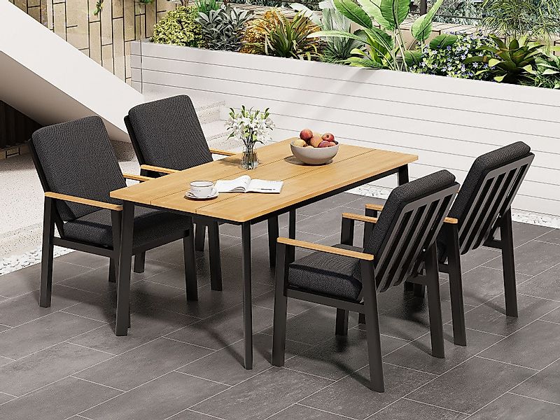 MeXo Gartenlounge-Set Aluminium Essgruppe im Boho-Stil günstig online kaufen