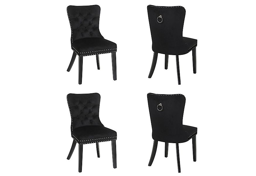 Puluomis Esszimmerstuhl (2/4/6/8 Set Grau/ Schwarz/Beige, 4 St), Samt Stuhl günstig online kaufen