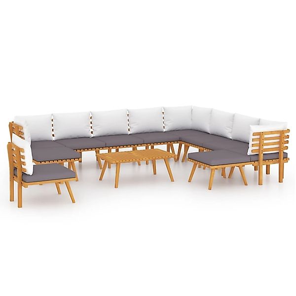 vidaXL Gartenlounge-Set 12-tlg. Garten-Lounge-Set mit Kissen günstig online kaufen