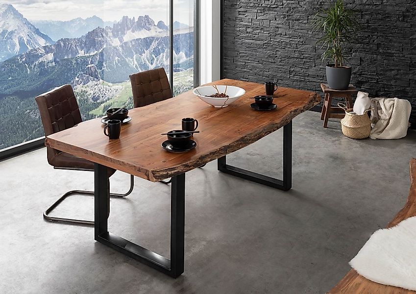 Massivmoebel24 Baumkantentisch FREEFORM (Baumtisch Akazie 220x100x77 günstig online kaufen