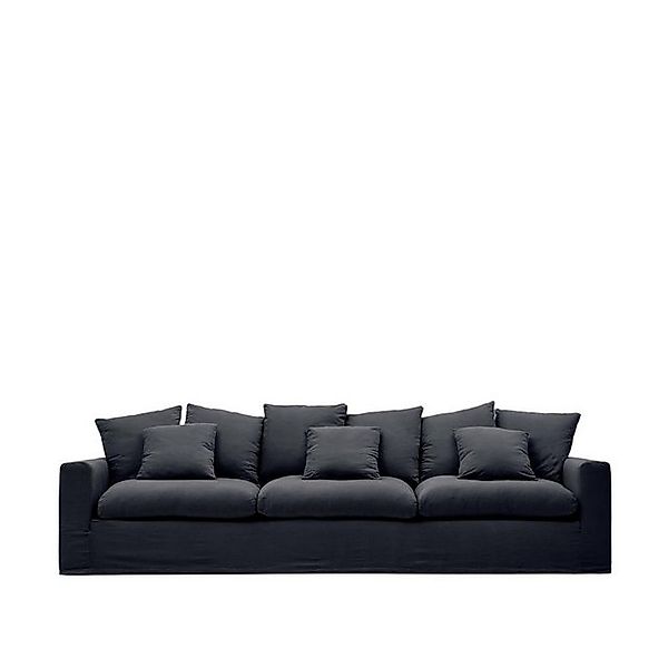 Natur24 Sofa 4-Sitzer Sofa Nora 340 x 68 x 104 cm Leinen Baumwolle Anthrazi günstig online kaufen