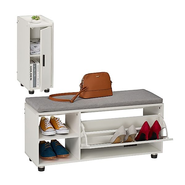 relaxdays Schuhbank mit Sitzfläche & Schrank günstig online kaufen