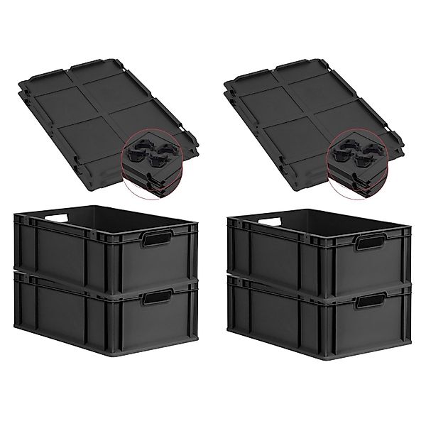 PROREGAL SuperSparSet 4x Eurobox Nextgen Grip Mit Auflagedeckel Und Schwarz günstig online kaufen