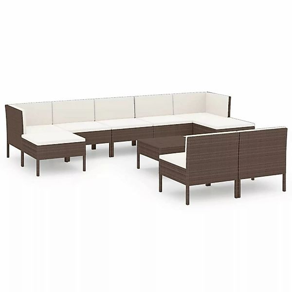 vidaXL 10-tlg Garten-Lounge-Set mit Auflagen Poly Rattan Braun Modell 9 günstig online kaufen