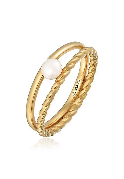 Elli Premium Perlenring Süßwasserperle Modisch Kordel 925 Silber günstig online kaufen