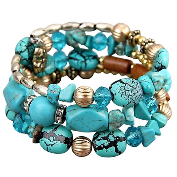KARMA Armband Damenarmband mehrreihig Türkis, Grün günstig online kaufen