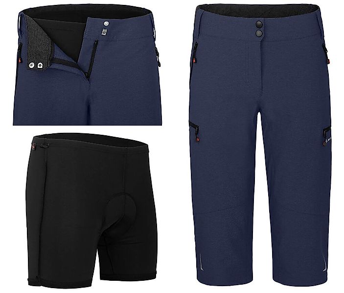 Bergson Fahrradhose VINA Capri Damen 3/4 Radhose 2in1 (mit gepolsterter Inn günstig online kaufen