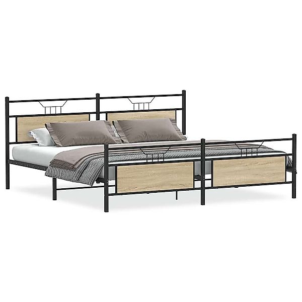 vidaXL Bett Metallbett ohne Matratze Sonoma-Eiche günstig online kaufen