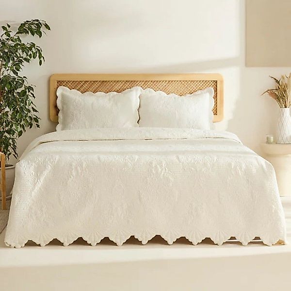 Karaca Tagesdecke Camille Bettüberwurf-Set Ecru 230x240 günstig online kaufen