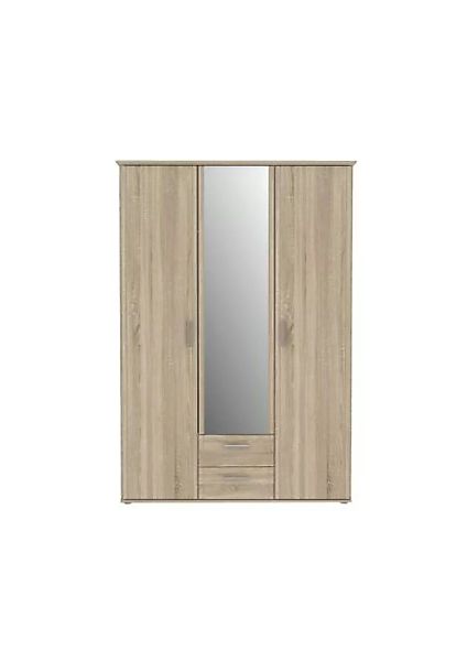 Kleiderschrank mit Spiegel und Schubladen 140 cm breit Bianco Eiche GLORIA günstig online kaufen
