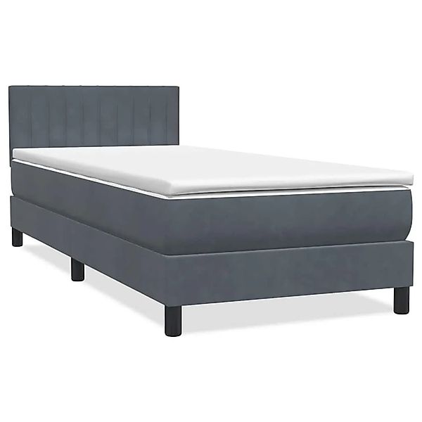vidaXL Boxspringbett mit Matratze & LED Dunkelgrau 80x220 cm Samt 3317098 günstig online kaufen
