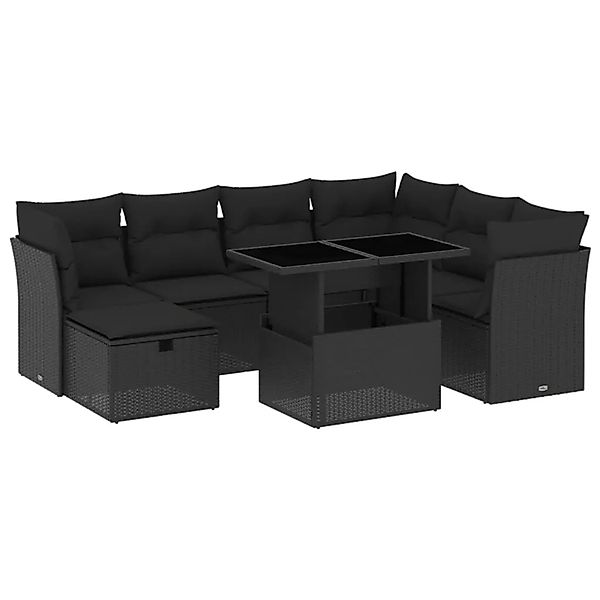 vidaXL 8-Tlg Garten-Sofagarnitur mit Kissen Schwarz Poly Rattan 3274675 günstig online kaufen