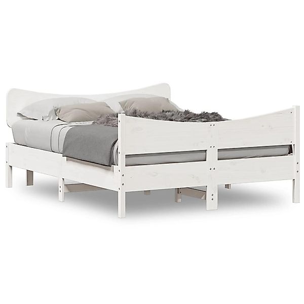 vidaXL Massivholzbett ohne Matratze Weiß 150x200 cm Kiefernholz 3216379 günstig online kaufen