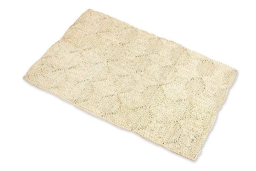 NaDeco Teppich Strohteppich 60cm x 90cm mit 4 Karos Maisstrohteppich Natur günstig online kaufen