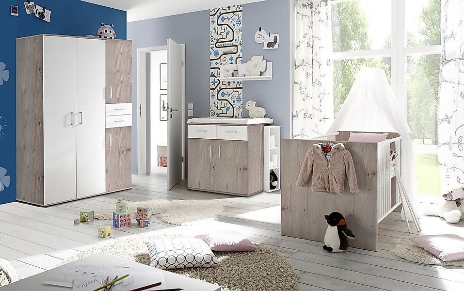 Storado Babyzimmer-Komplettset Babyzimmerset Sienna nelson eiche 7 Packstüc günstig online kaufen