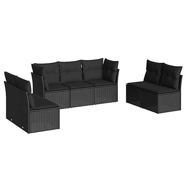 vidaXL 7-tlg Garten-Sofagarnitur mit Kissen Schwarz Poly Rattan Modell 32 günstig online kaufen