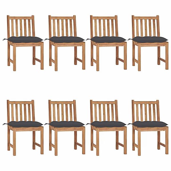 Gartenstühle 8 Stk. Mit Kissen Massivholz Teak günstig online kaufen