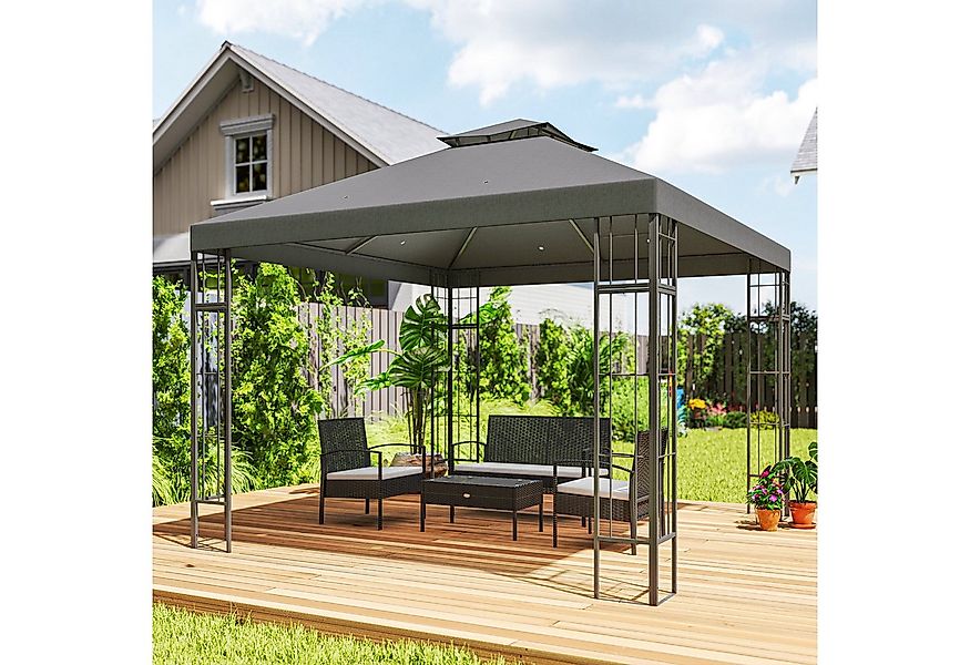 Outsunny Pavillon mit Doppeldach, ca. 3x3 m, wasserabweisend, UV-beständig, günstig online kaufen