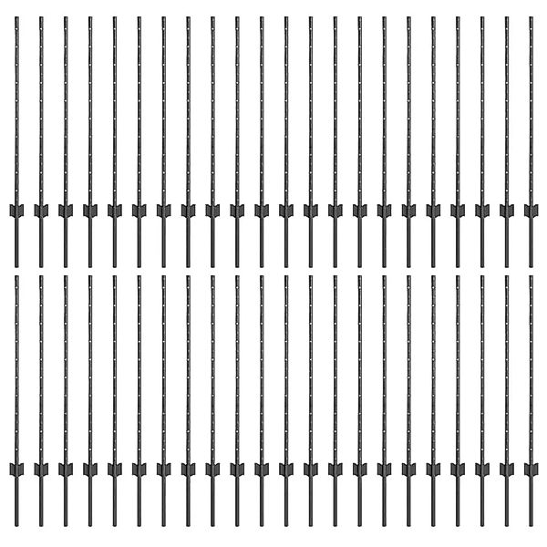 vidaXL Zaunpfosten 44 Stk Grau 140 cm Stahl 3335937 günstig online kaufen