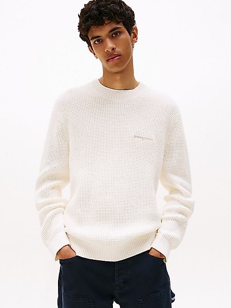 Tommy Jeans Strickpullover TJM SCRIPT CHUNKY Regular Fit, Rundhals Waffelpi günstig online kaufen