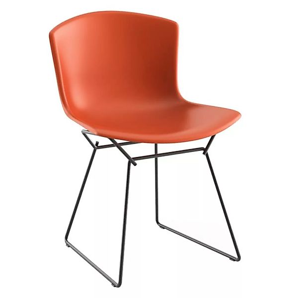 Knoll International - Bertoia Plastic Stuhl Gestell schwarz - orange rot/Po günstig online kaufen
