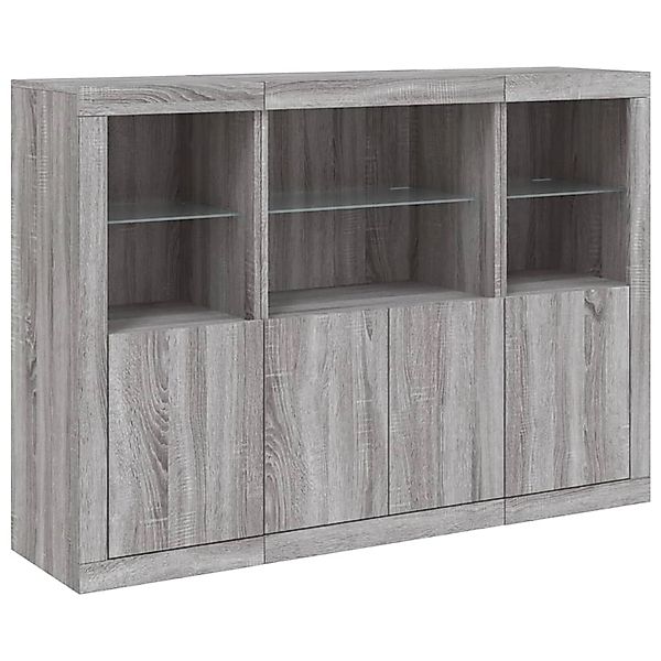 vidaXL Sideboards mit LED-Leuchten 3 Stk Grau Sonoma Holzwerkstoff 3209112 günstig online kaufen