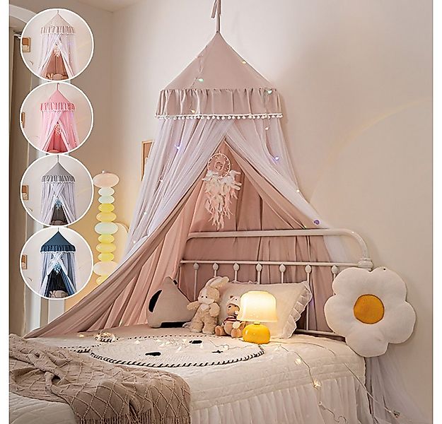 Jibenhome Moskitonetz Doppelschicht Betthimmel Babybett Baldachin Hängevorh günstig online kaufen