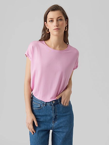 Vero Moda Rundhalsshirt "VMAVA PLAIN SS TOP GAJRS NOOS" Materialmix, regula günstig online kaufen