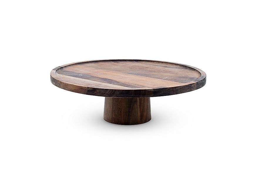 Spetebo Dekotablett Akazienholz Tischpodest auf Standfuß (rund, 1 St., brau günstig online kaufen