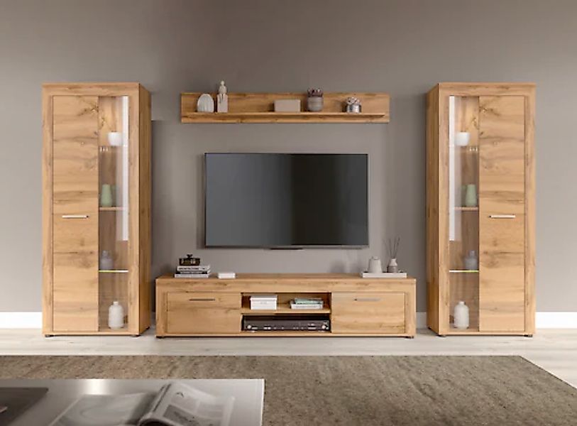 INOSIGN Wohnwand »Aosta, Breite 310cm, best. aus: 2x Vitrine, Lowboard, Wan günstig online kaufen