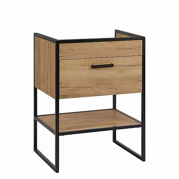 Waschbeckenunterschrank in Industrial-Design MANHATTAN-56 in Gold Craft Oak günstig online kaufen